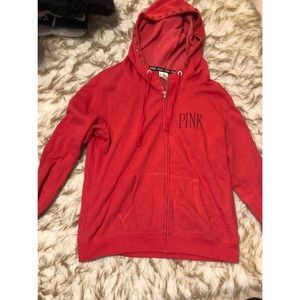 Red Victoria’s Secret pink zip up hoodie